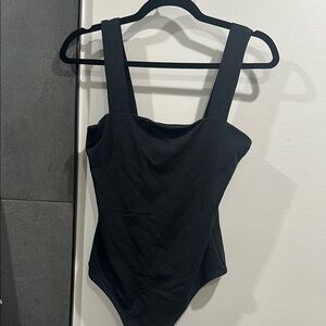Black Sleeveless Bodysuit - square neck